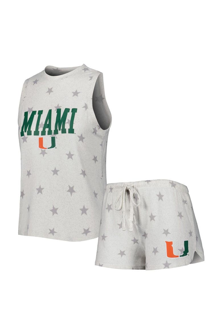Women's Concepts Sport Cream Miami Hurricanes Agenda Stars Tank Top and Shorts Sleep Set, Main, color, Cream