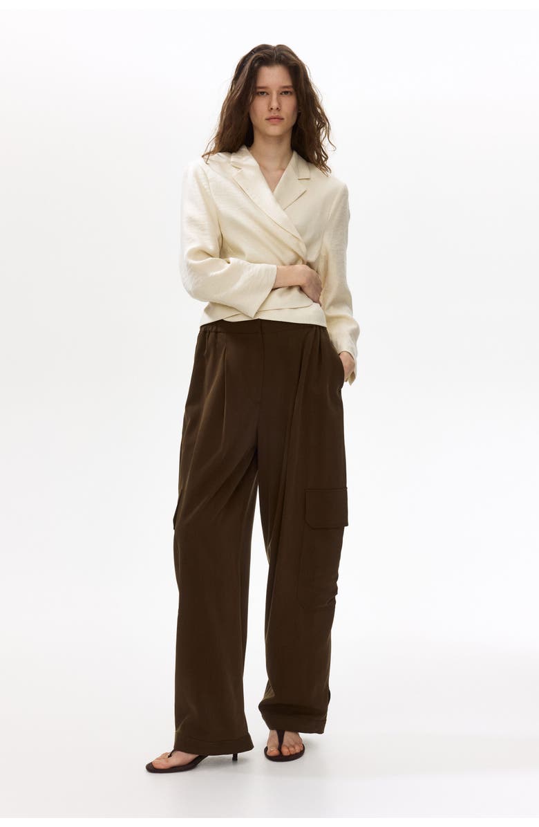 H&M Short Blazer, Alternate, color, Cream