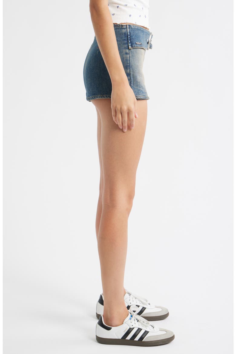 Belted Denim Miniskort, Alternate, color, DENIM