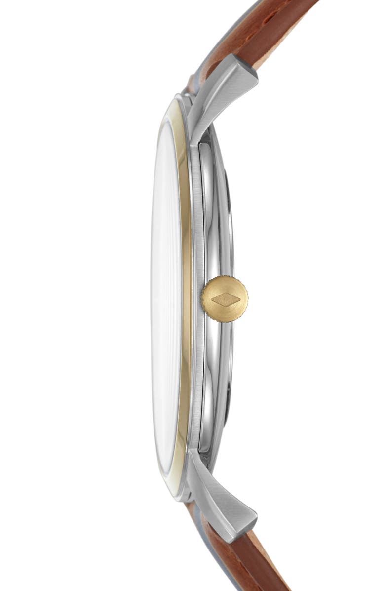 Fossil Minimalist Leather Strap Watch, 44mm, Alternate, color, 