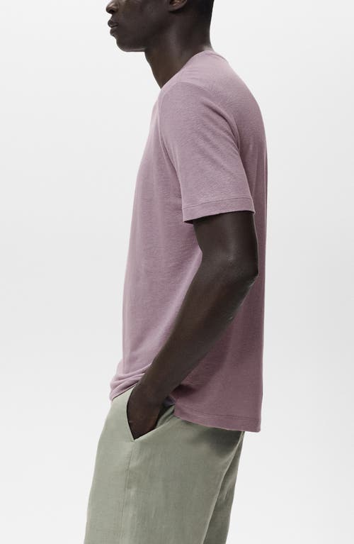 Mango Slim Fit Linen Blend T-shirt In Purple