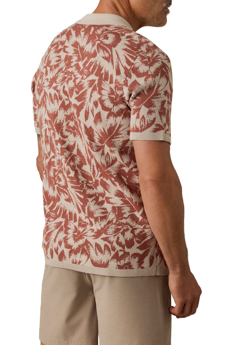 Short Sleeve Linen & Organic Cotton Knit Button-Up Shirt, Alternate, color, SIENNA SKY TROPICAL
