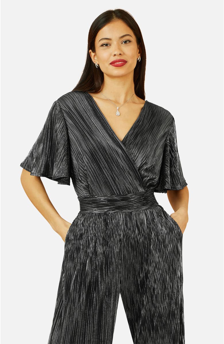 Yumi Pleated Jumpsuit With V-Neck, Alternate, color, Black