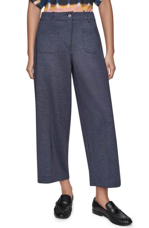 Front Patch Pocket Wide Leg Ankle Pants