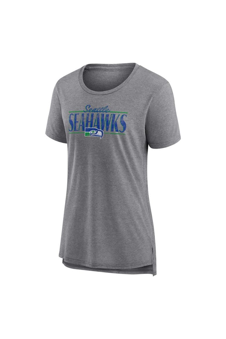 Women's Fanatics Heather Gray Seattle Seahawks Up the Middle Tri-Blend T-Shirt, Alternate, color, Heather Gray
