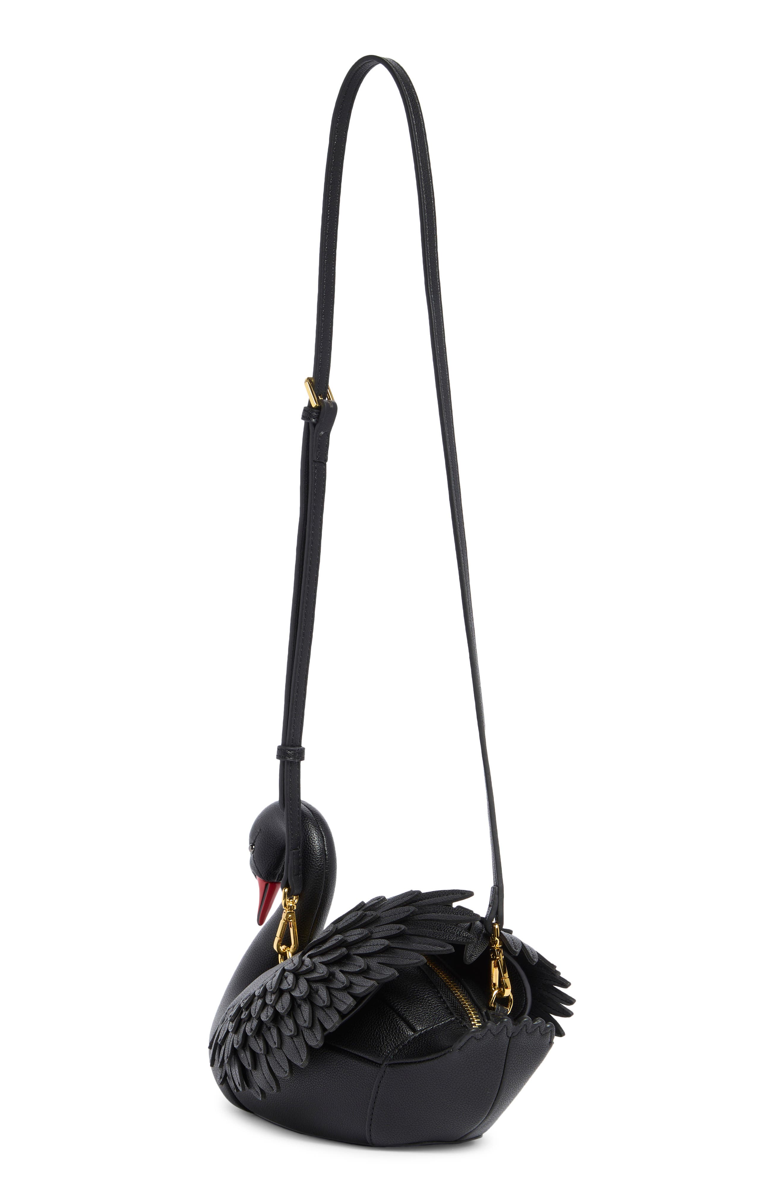 Swan Shaped Crossbody Bag, Alternate, color, BLACK