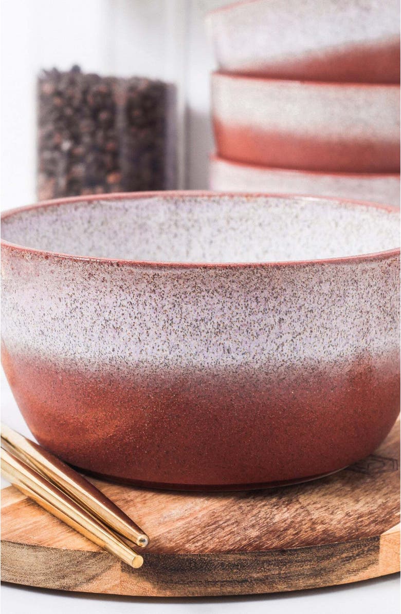 Stone Lain Vince Stoneware 4-Piece Bowl Set, Alternate, color, Red