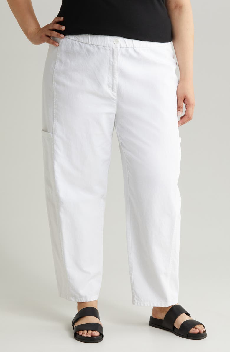 Eileen Fisher Stretch Organic Cotton & Hemp Ankle Lantern Cargo Pants, Alternate, color, White
