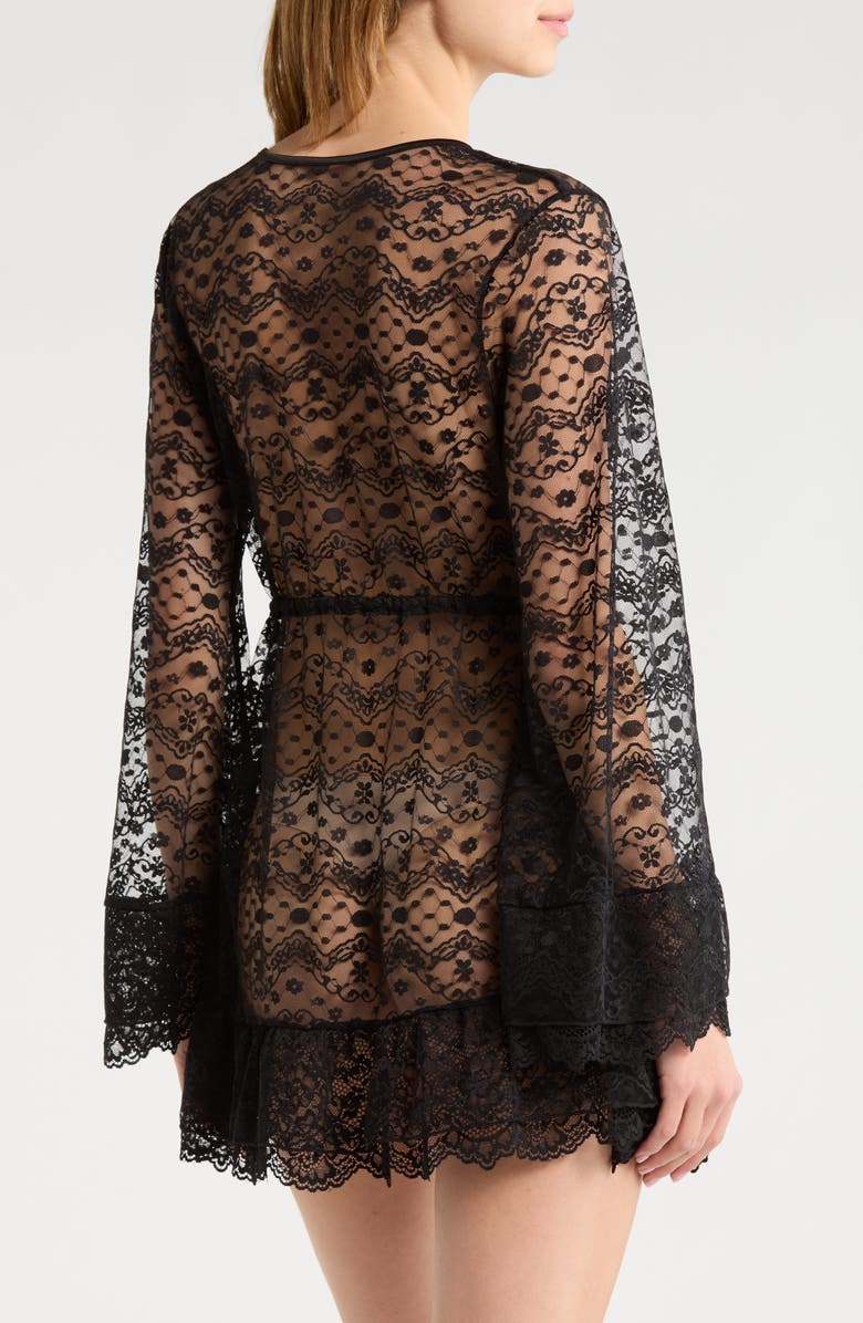 KILO BRAVA Embroidered Sheer Mesh Robe, Alternate, color, Black