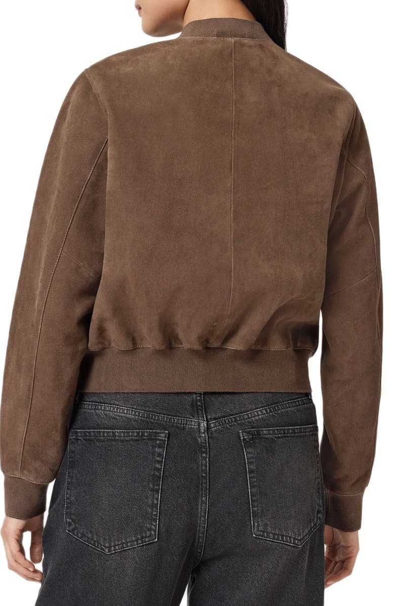 AllSaints Orten Suede Bomber Jacket, Alternate, color, Mocha Brown