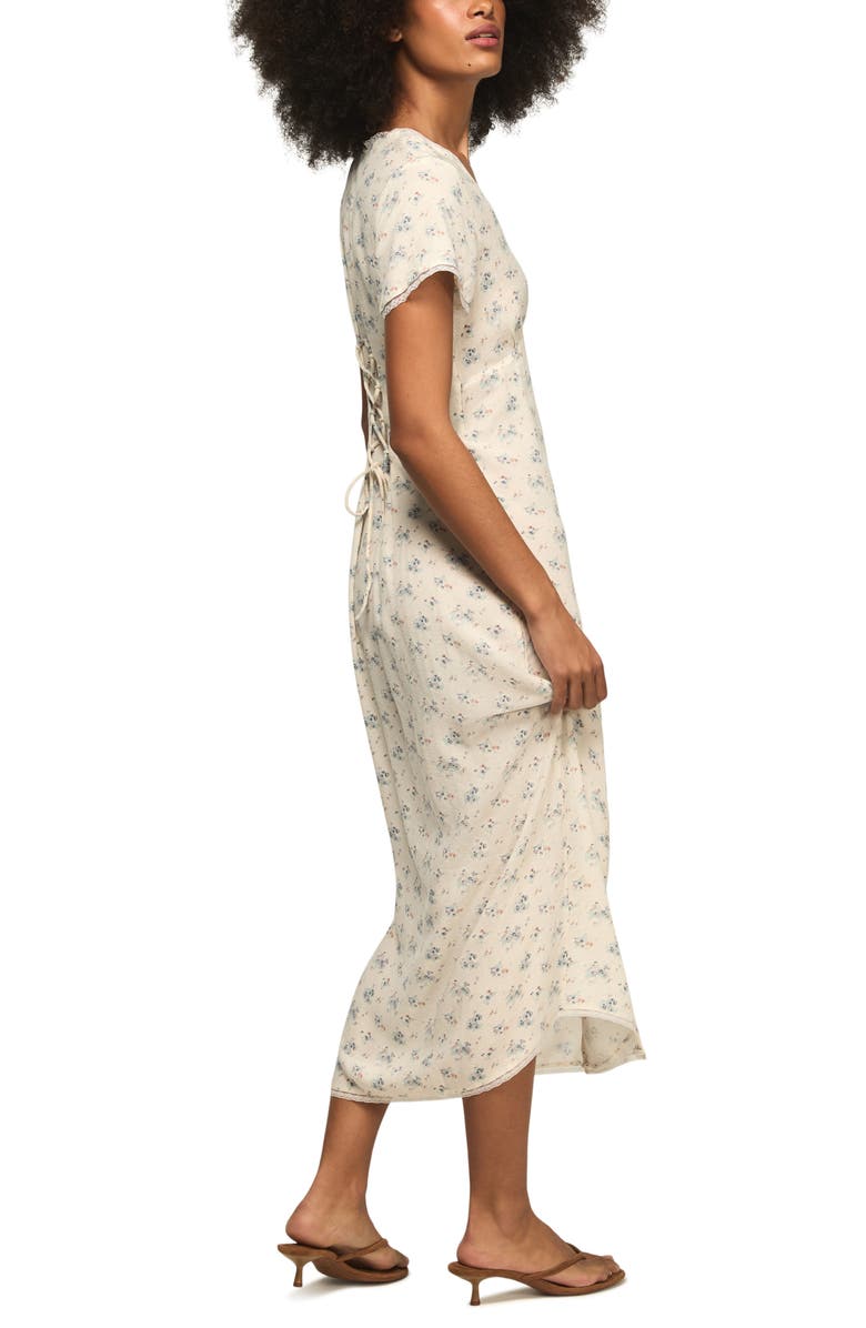 Lucky Brand Simone Floral Midi Dress, Alternate, color, Cream Floral