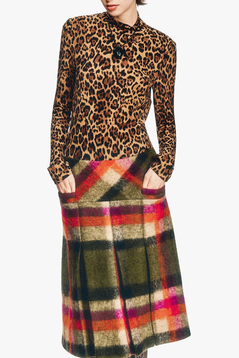 Leopard Knit Turtleneck, Alternate, color, HONEY MULTI