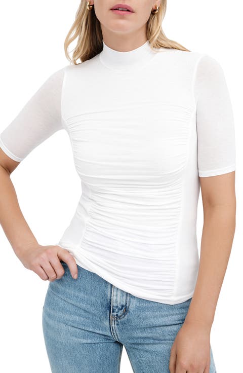Logan Ruched Mock Neck Top