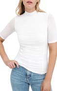 Marcella Logan Ruched Mock Neck Top