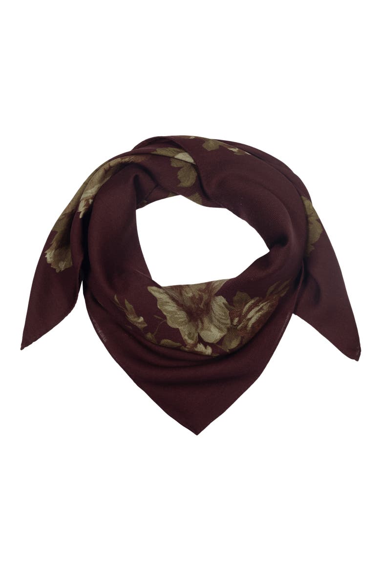 Floral Bouquet Wool Square Scarf, Main, color, DARK GARNET