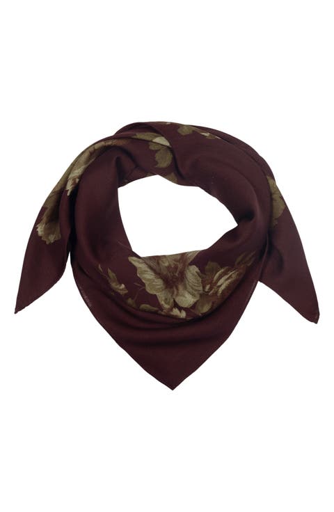 Floral Bouquet Wool Square Scarf