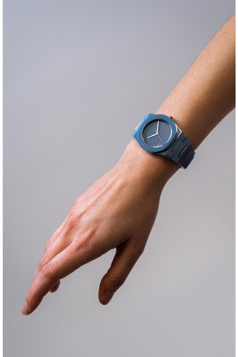 Pure Indigo Ceramic Bracelet Watch, 37mm, Alternate, color, LIGHT BLUE