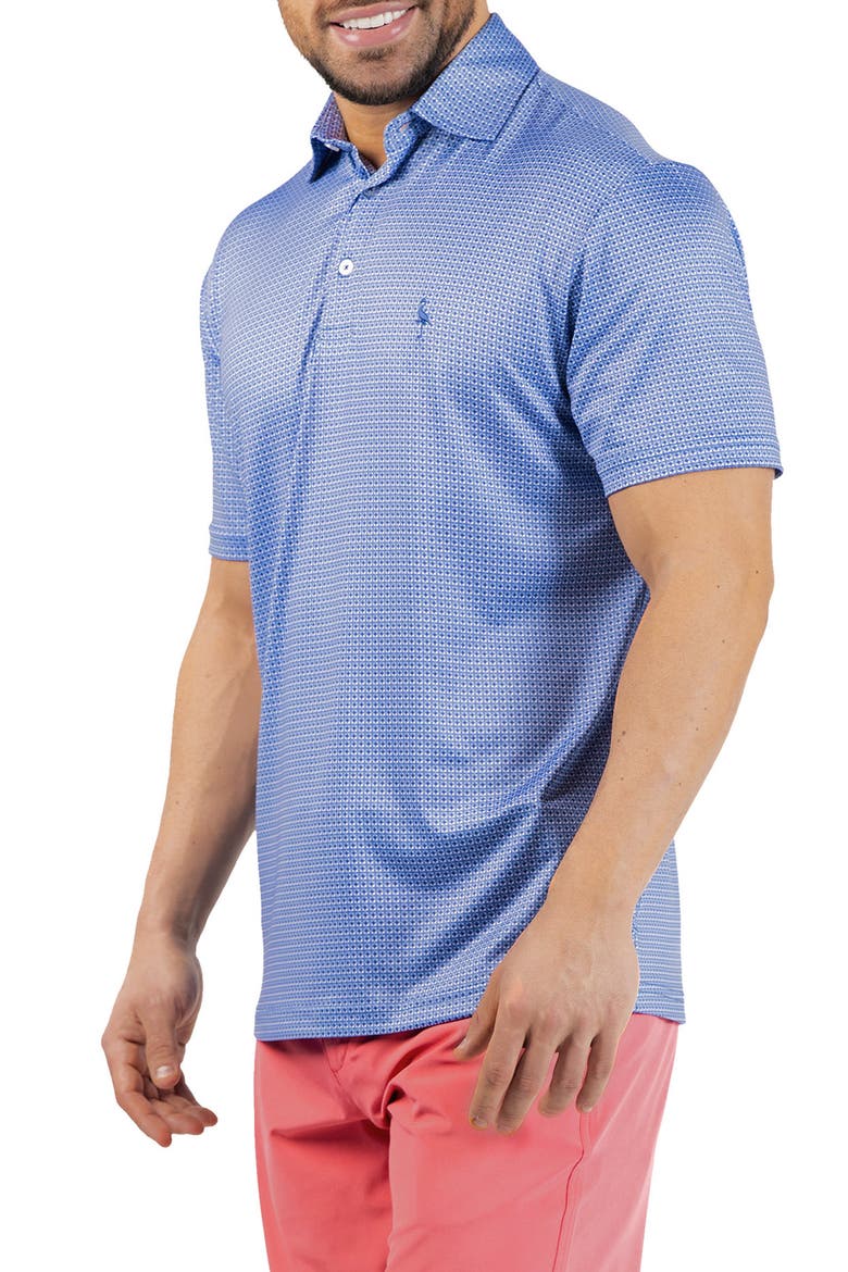 Mosaic Tiles Printed Performance Polo, Alternate, color, DENIM