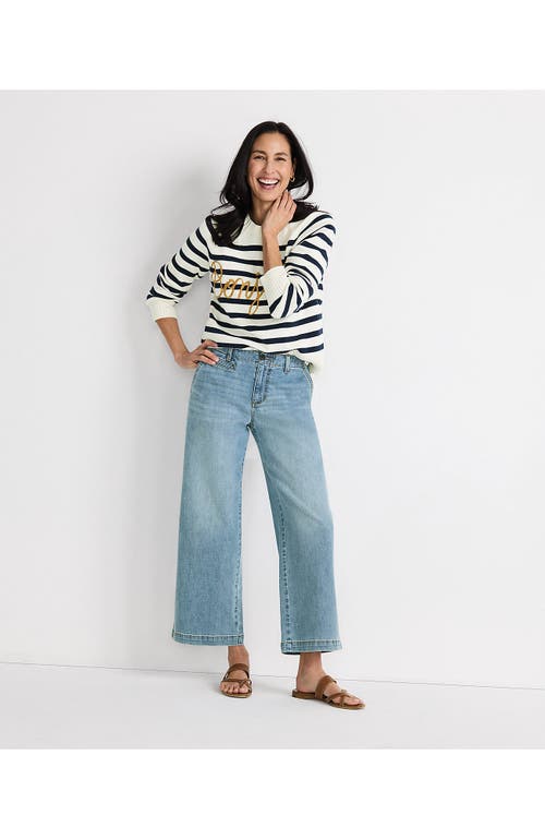 Lands' End Plus Size Mid Rise Denim Wide Leg Ankle Jeans In Breeze Blue Wash