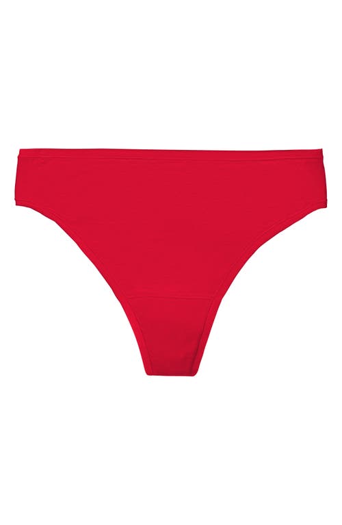 Natori Bliss Bare Stretch Cotton Thong In Red