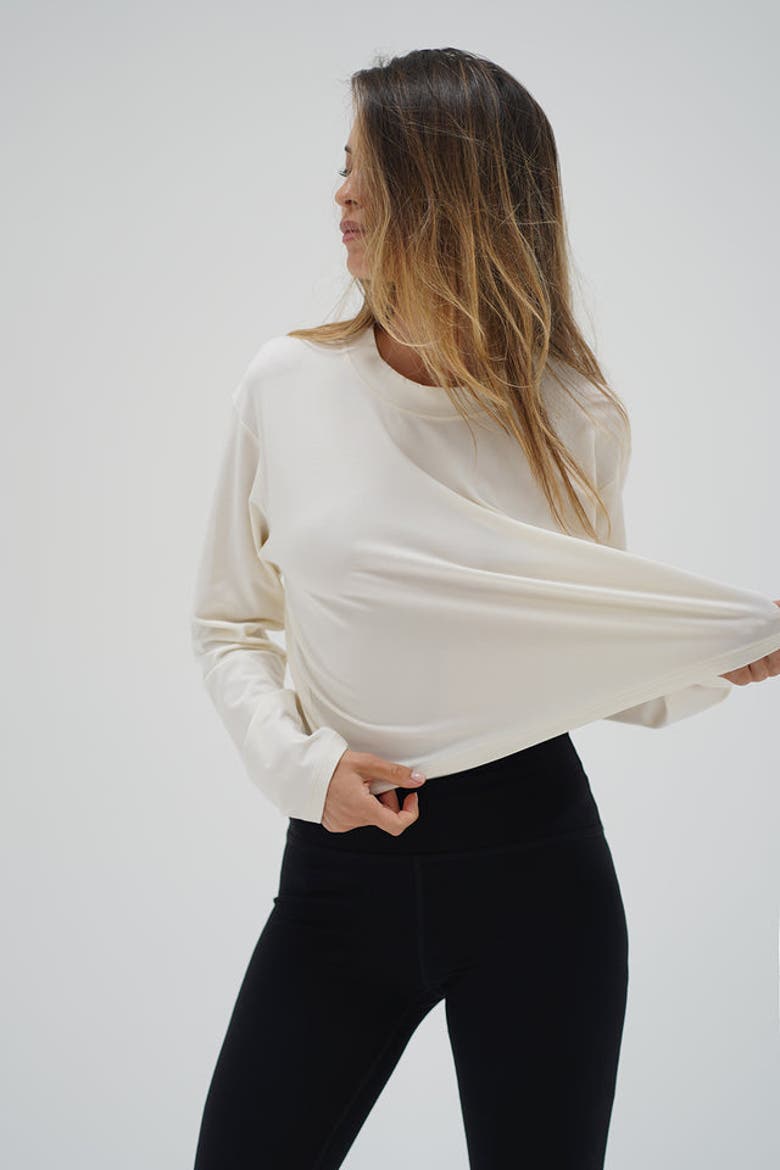 Ava Spandex Jersey Long Sleeve, Alternate, color, Egret