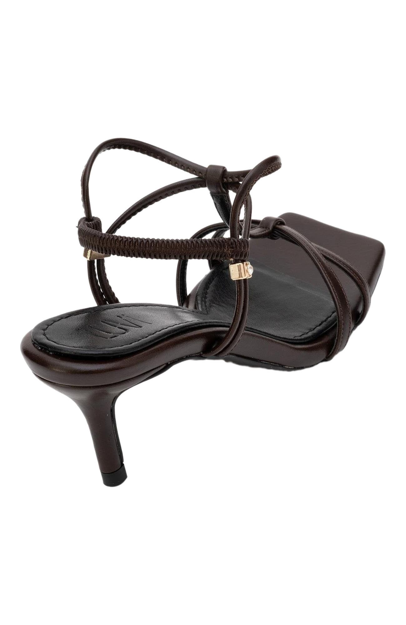 Prologue Shoes Gibson Stiletto Sandal, Alternate, color, Brown Faux Leather