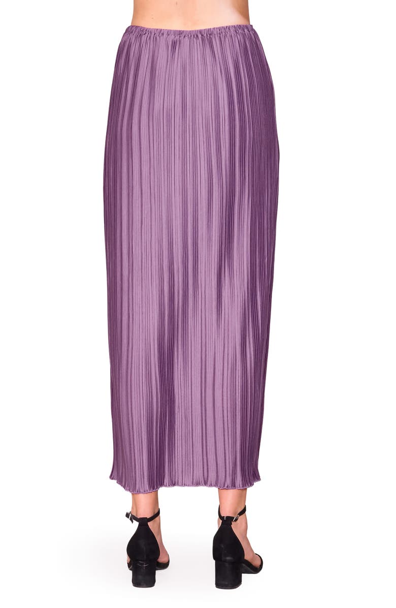 MELLODAY Pleat Side Tie Knit Maxi Skirt, Alternate, color, Plum