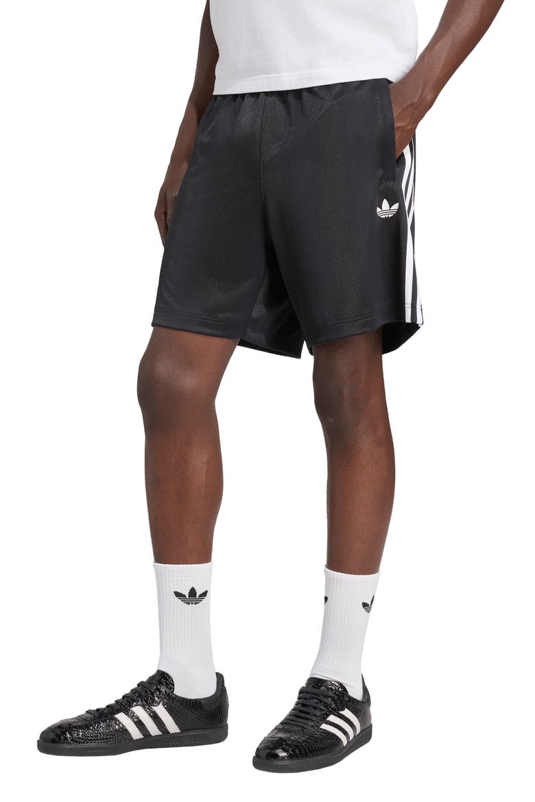 Jacquard Elastic Waist Shorts, Main, color, BLACK/ WHITE
