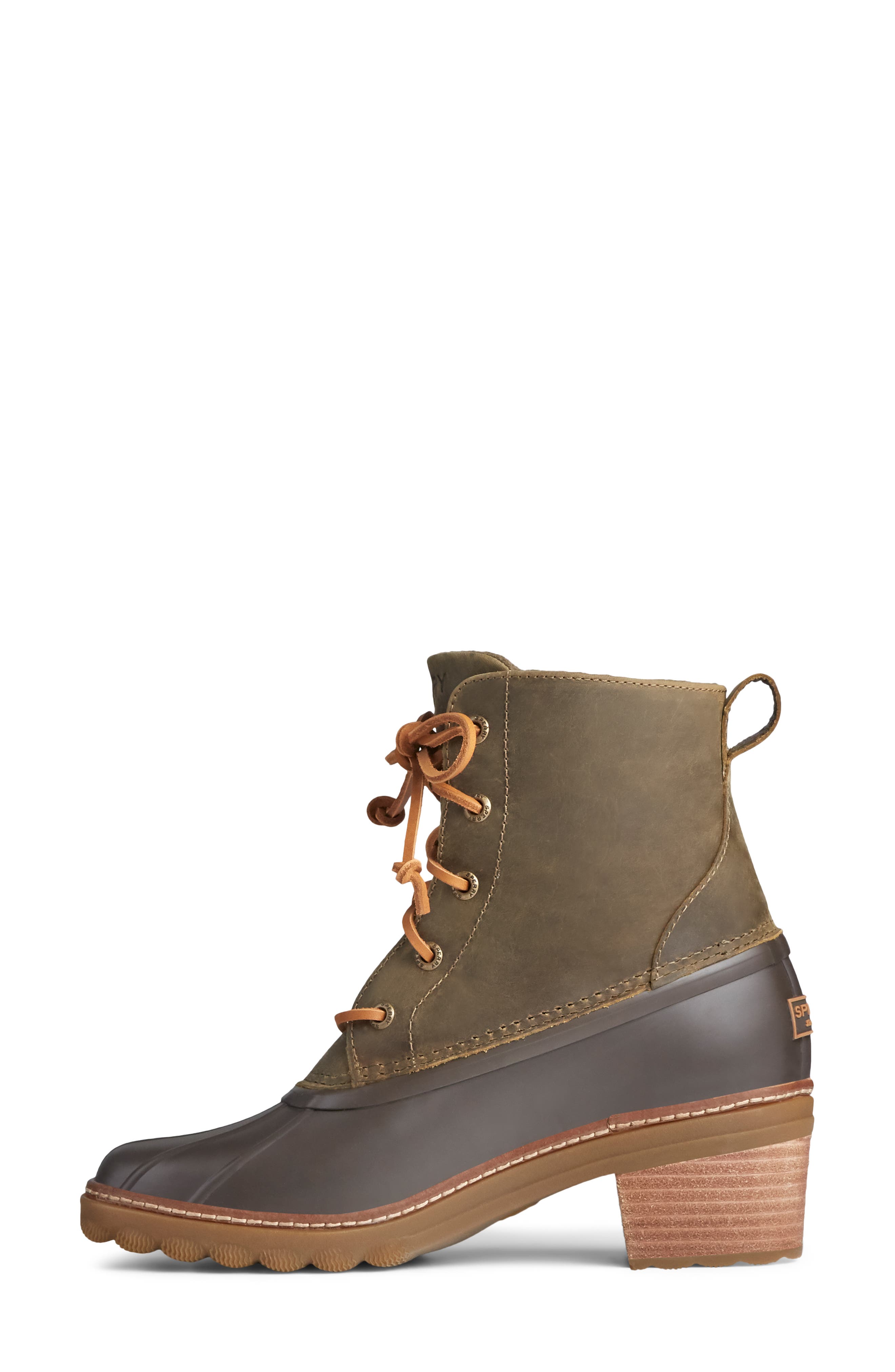 Saltwater Duck Bootie, Alternate, color, OLIVE LEATHER