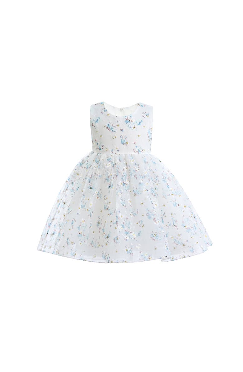 Tulleen Floral Print Bow Dress, Alternate, color, Blue