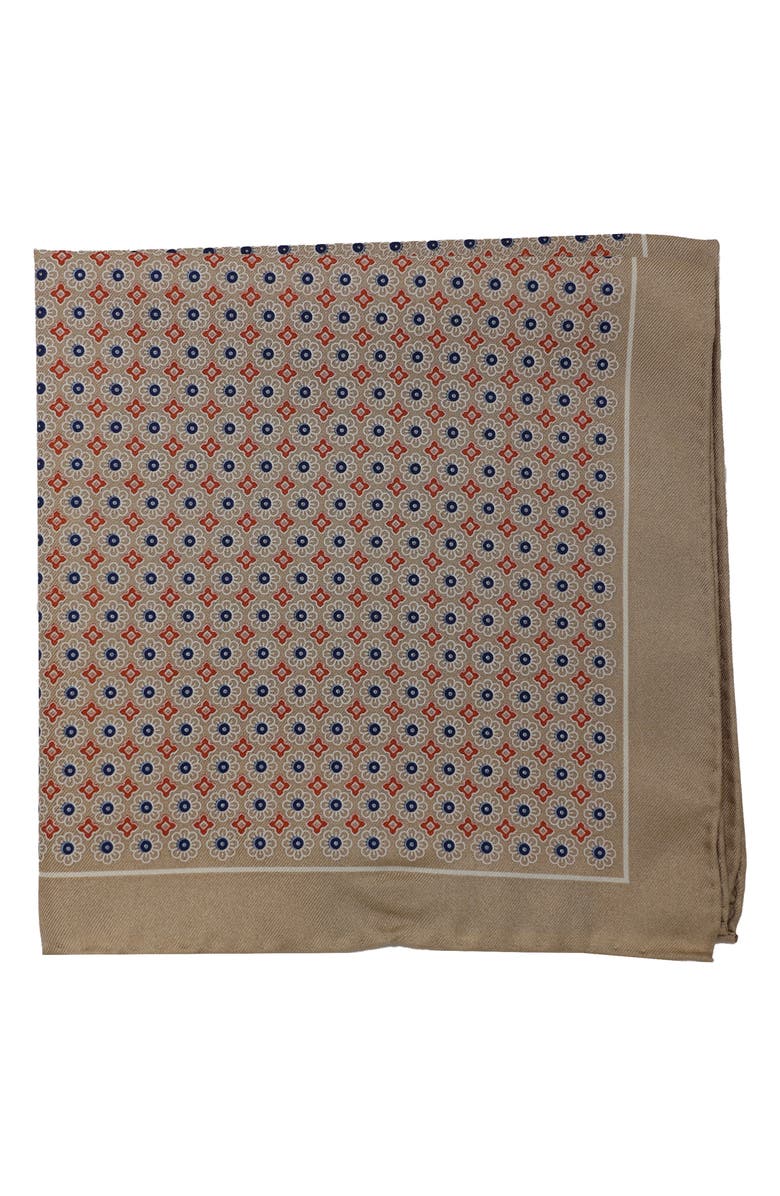 Ben Sherman Geometric Pocket Square, Main, color, Taupe