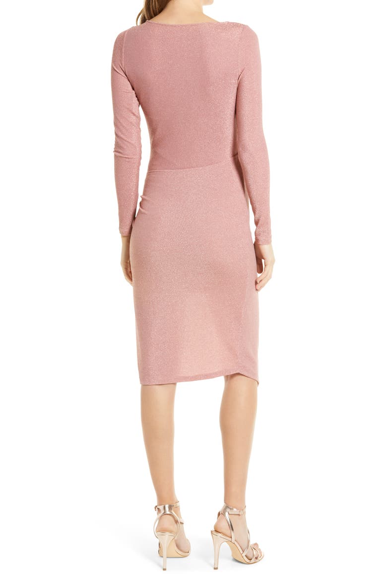 Ring Detail Sparkle Long Sleeve Knit Dress, Alternate, color, ROSE