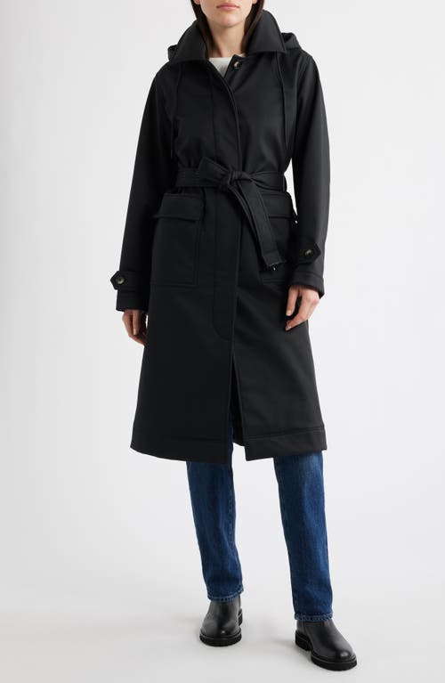 Bernardo Belted Hooded Raincoat in Black at Nordstrom, Size Medium