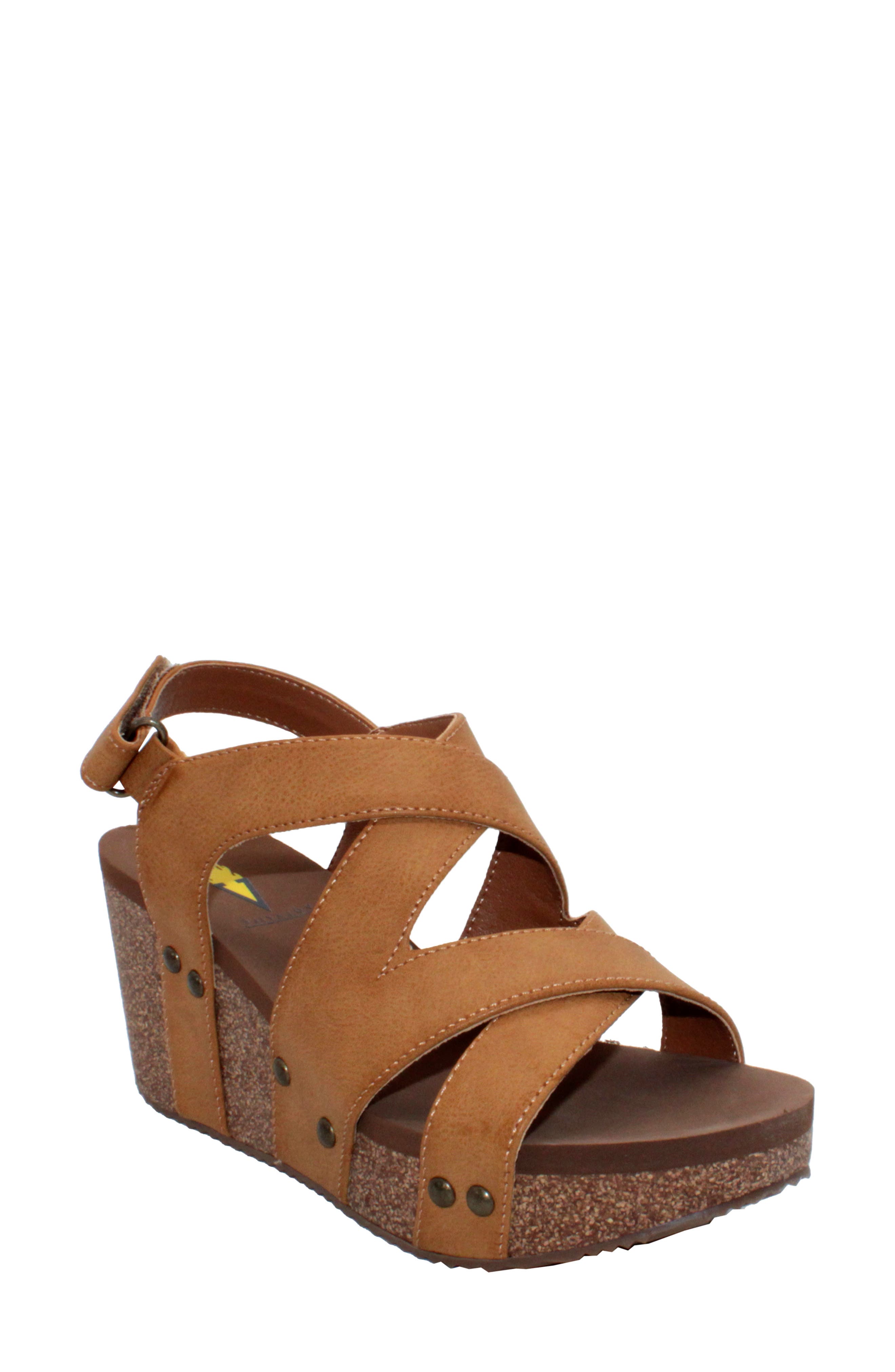 Tory Crisscross Wedge Sandal, Main, color, TAN