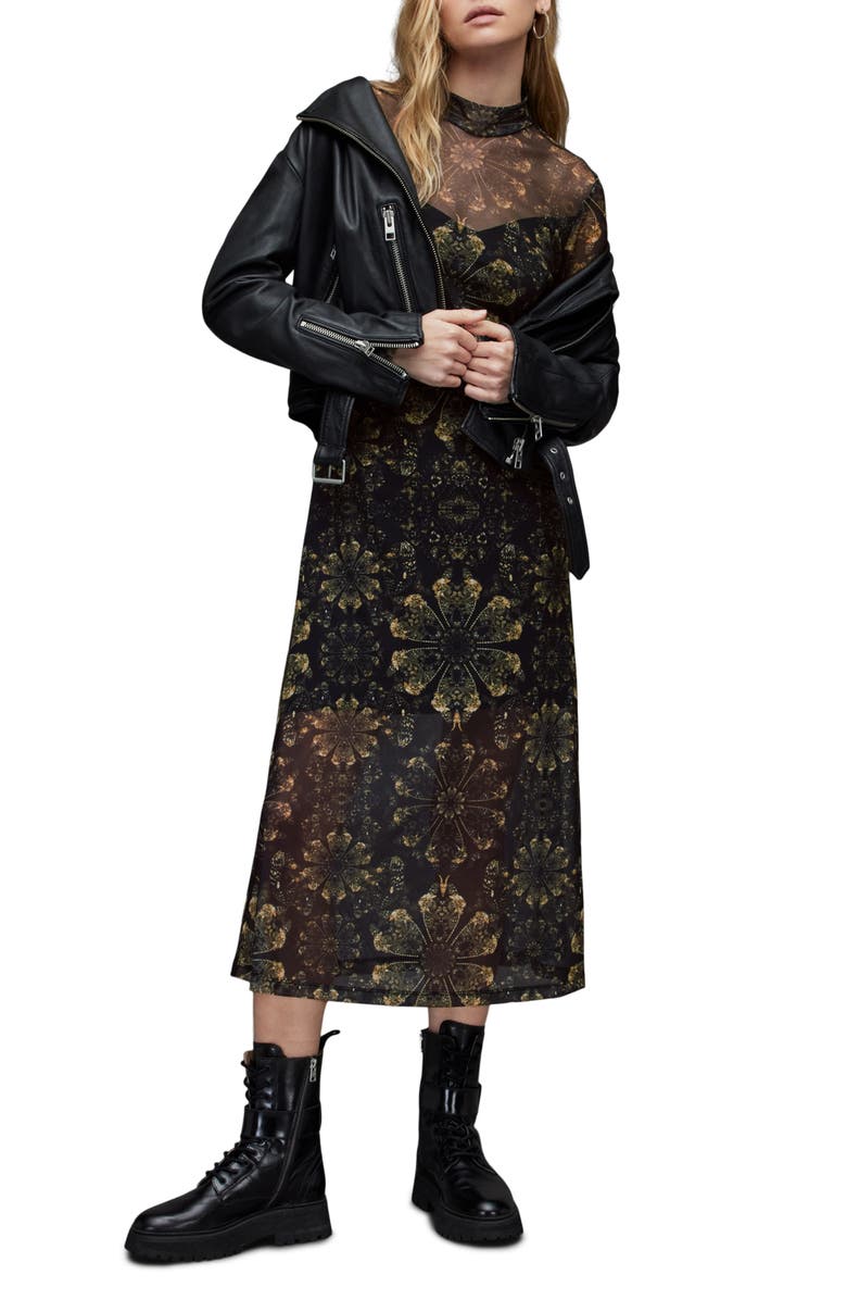 AllSaints Hanna Gloria Long Sleeve Midi Dress, Alternate, color,