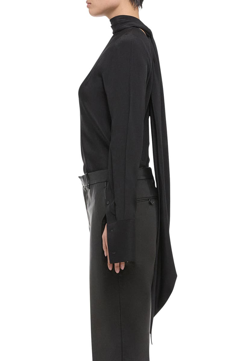 Silk Long Sleeve Top with Scarf