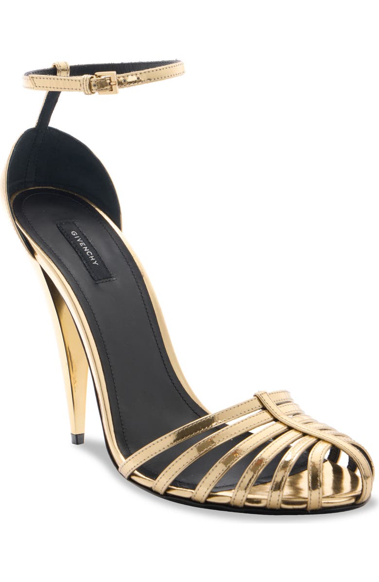 Givenchy Metallic Cage Ankle Strap Sandal, Main, color, Metallic Gold
