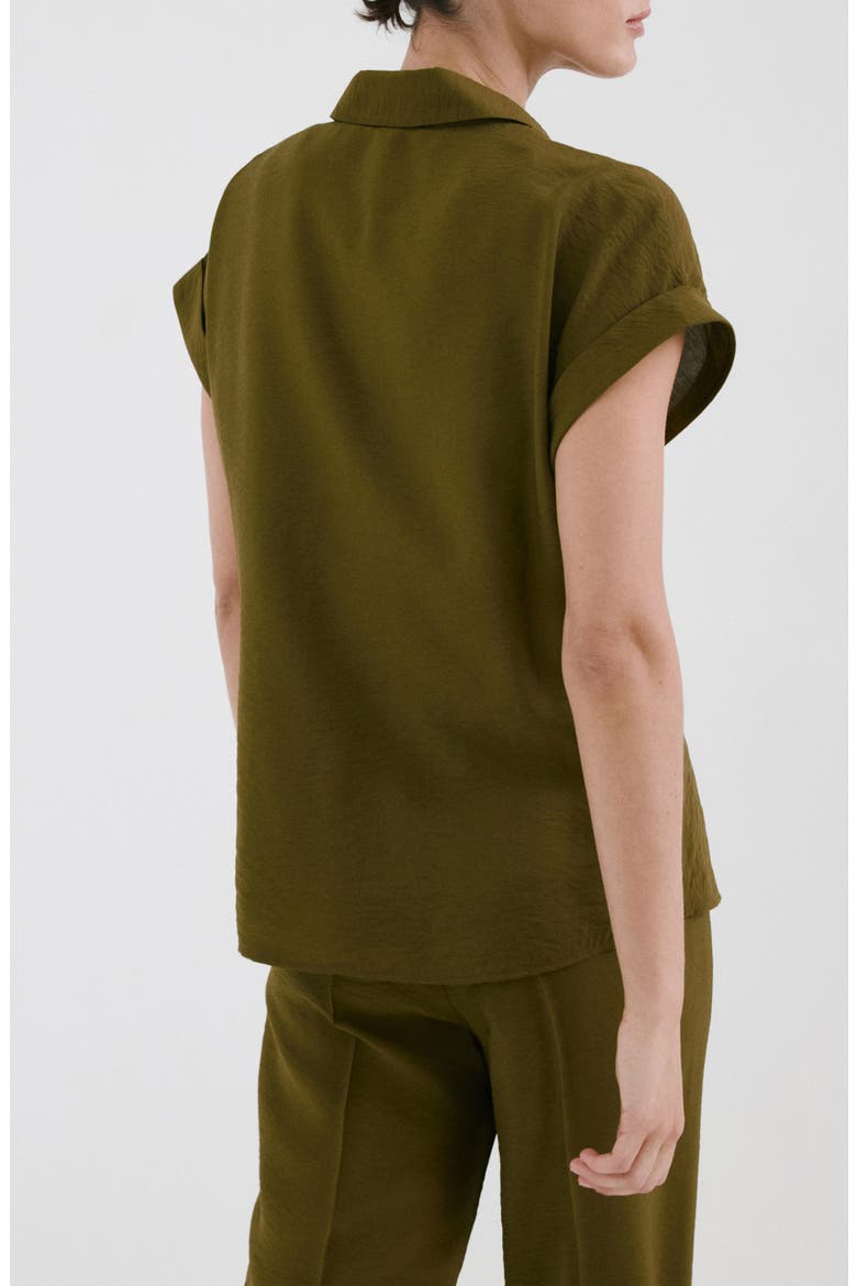 Tie Front Woven Shirt, Alternate, color, GREEN