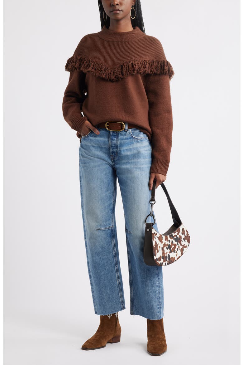 Novelty Fringe Sweater, Alternate, color, BROWN SOIL
