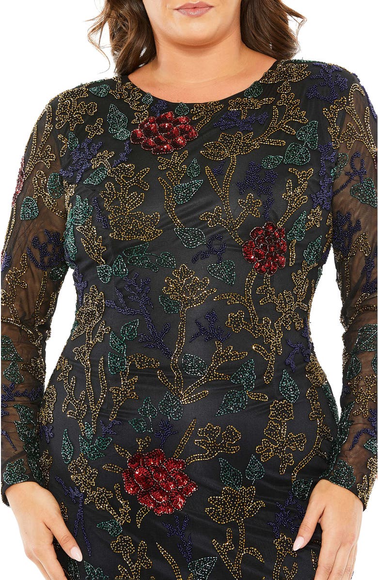 Mac Duggal High Neck Beaded Embellished Gown, Alternate, color, Black Multi