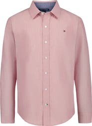 Tommy Hilfiger Kids' End-on-End Striped Long Sleeve Button-Down Shirt