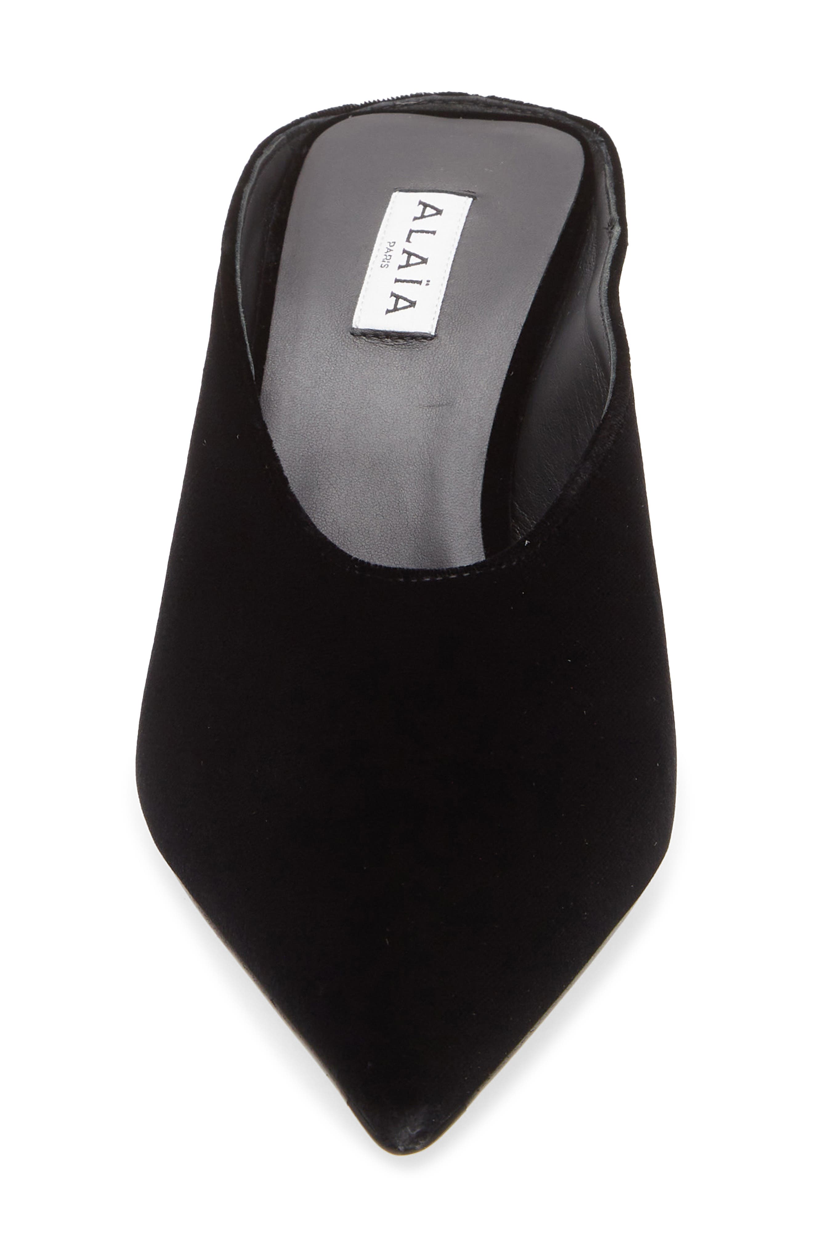 Alaïa Cube Pointed Toe Wedge Mule, Alternate, color, Noir