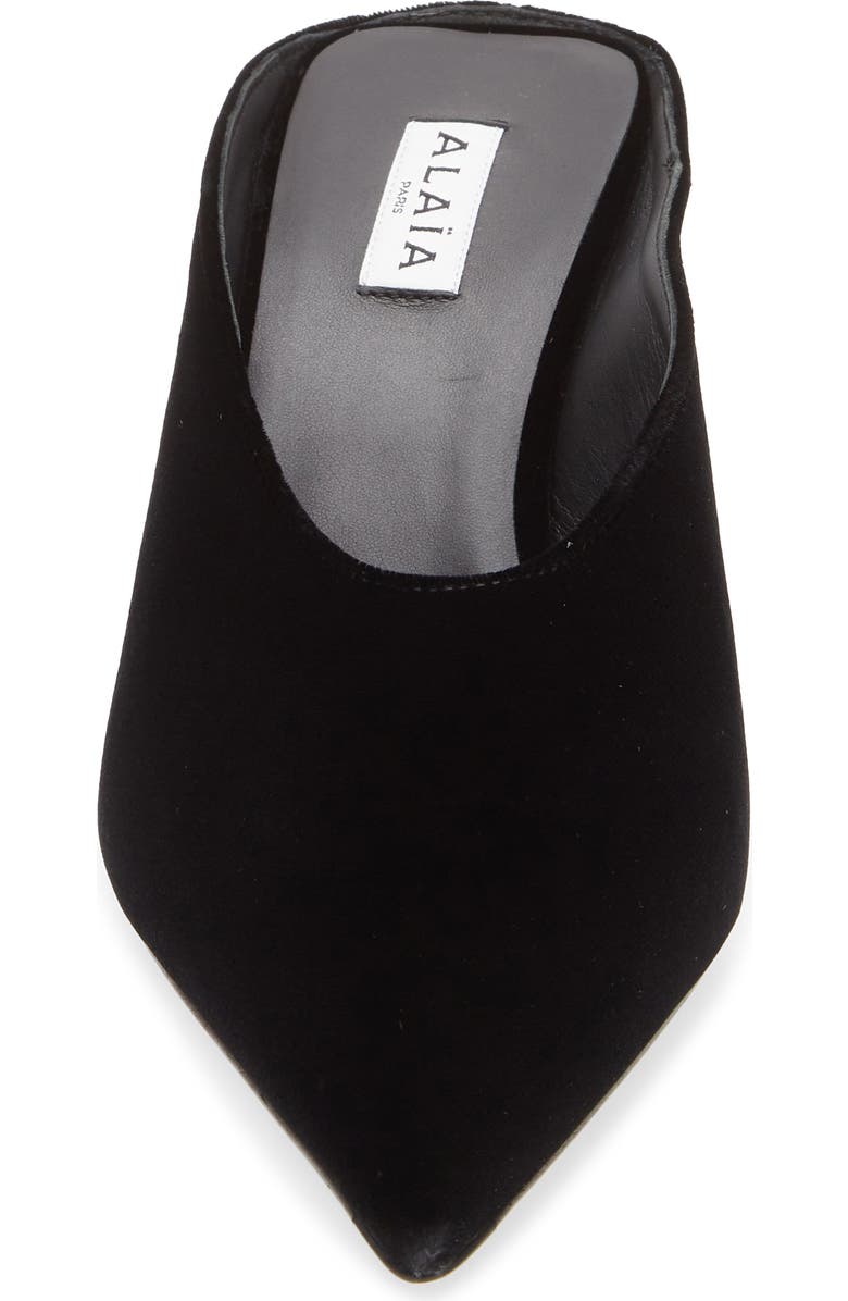 Alaïa Cube Pointed Toe Wedge Mule, Alternate, color, Noir