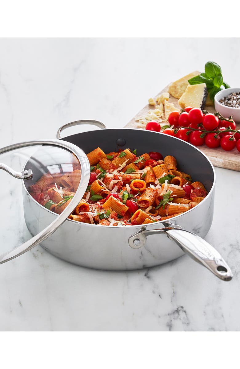 GreenPan Valencia Stainless Steel Nonstick Sauté Pan & Lid, Alternate, color, Stainless Steel