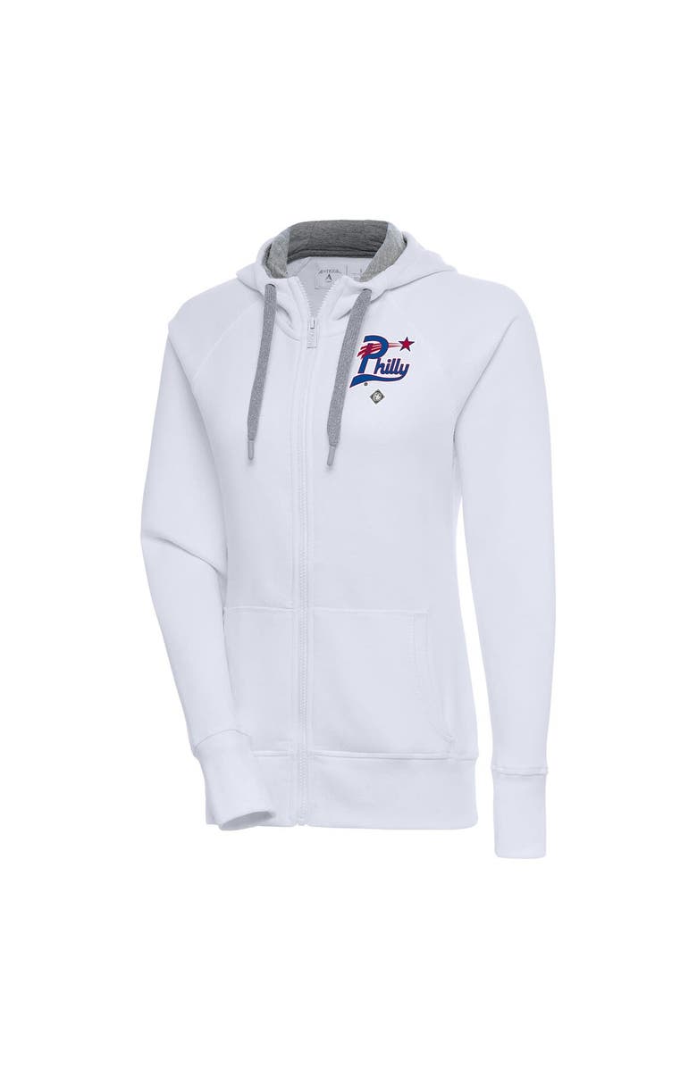ANTIGUA Women's Antigua White Philadelphia Stars Victory Full-Zip Hoodie, Main, color, 
