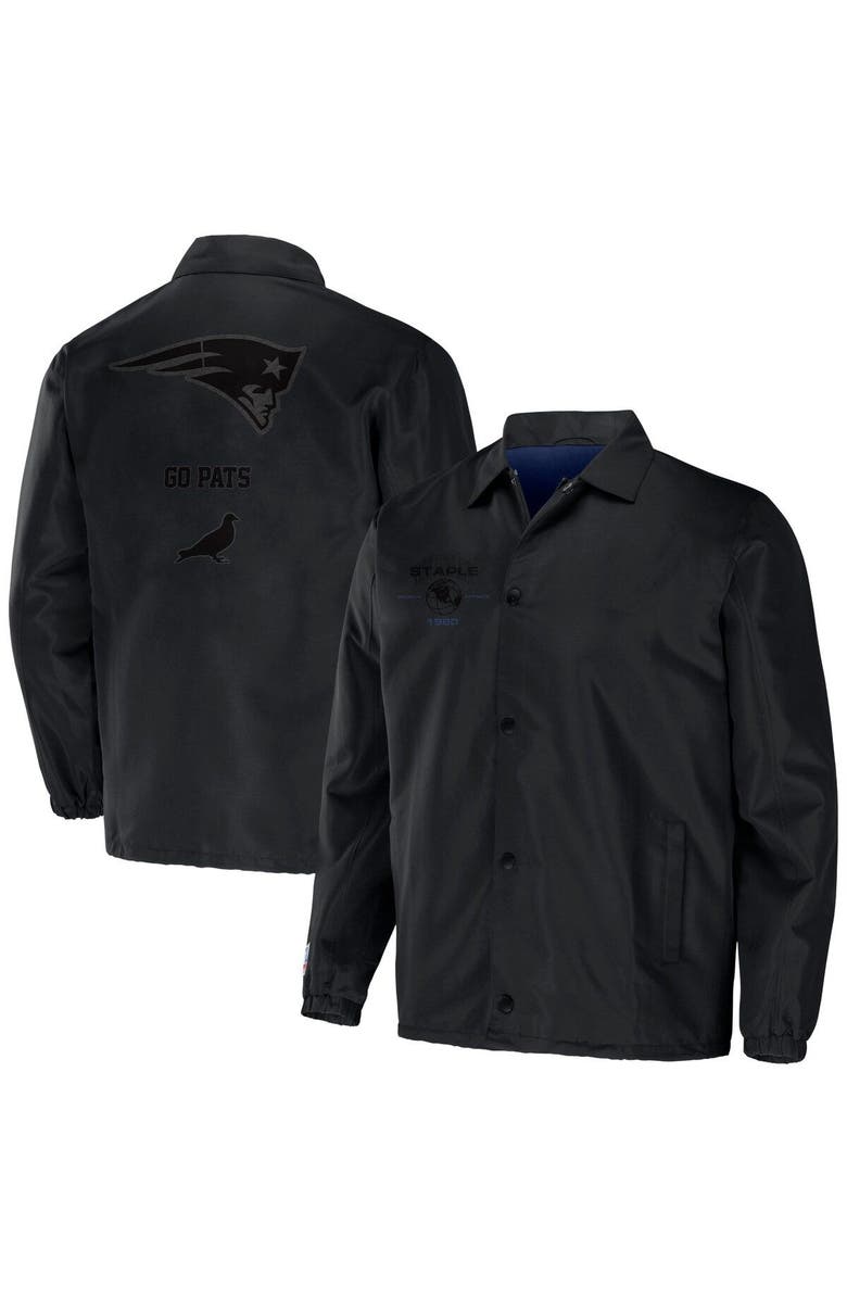 STAPLE Men's NFL x Staple Black New England Patriots Coaches Full-Snap Jacket, Main, color,