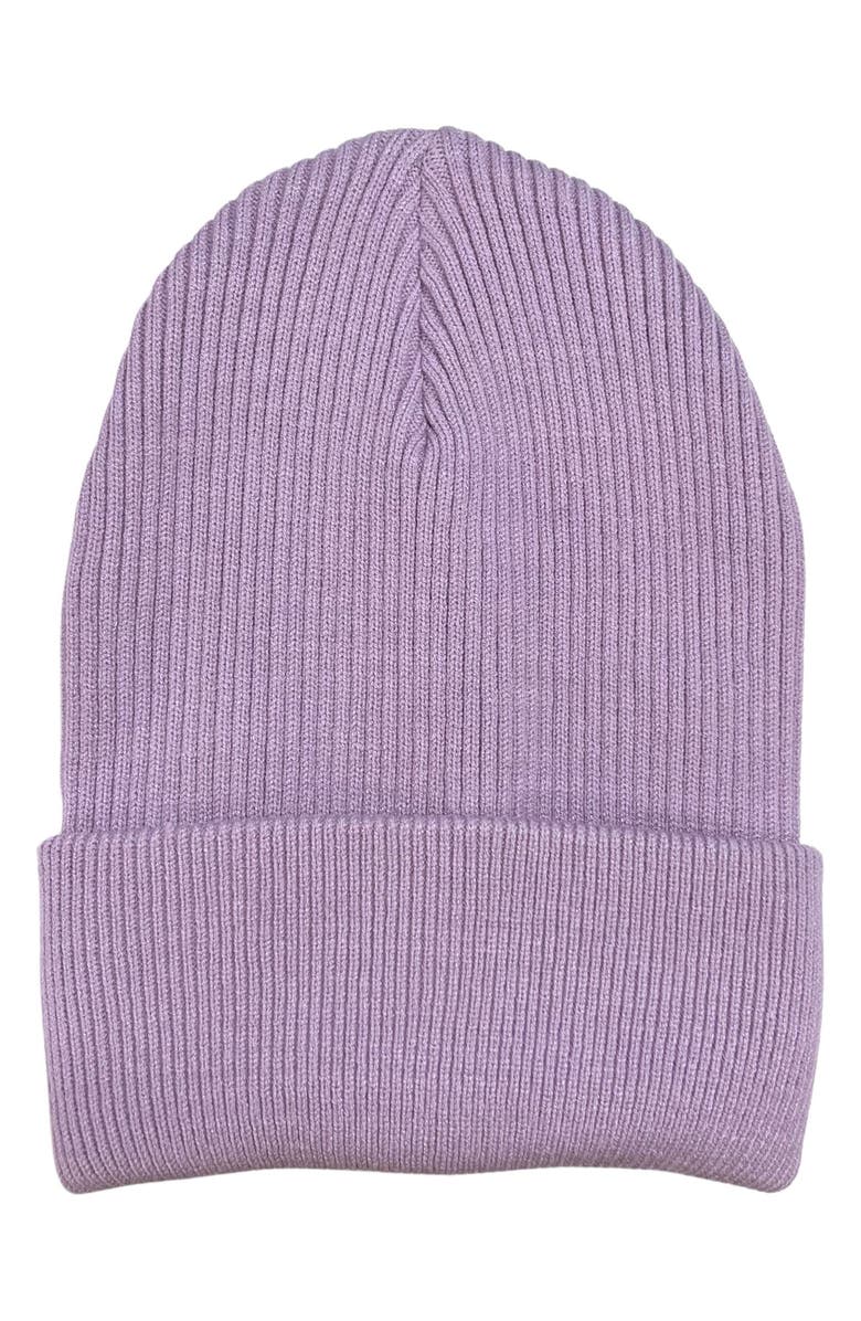 MARCUS ADLER Rib Knit Cuff Beanie, Main, color, Lavender