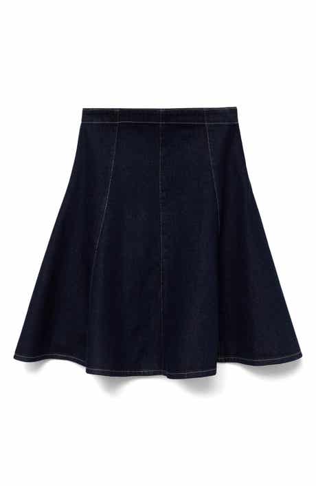 MANGO Pleated A-Line Denim Skirt