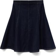 MANGO Pleated A-Line Denim Skirt
