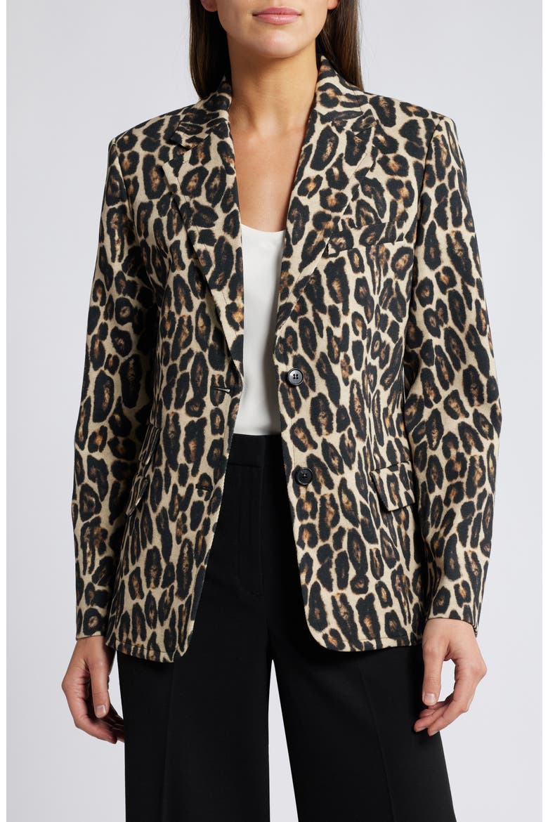 Leopard Print Wool Blend Jacket, Main, color, BEIGE MULTI